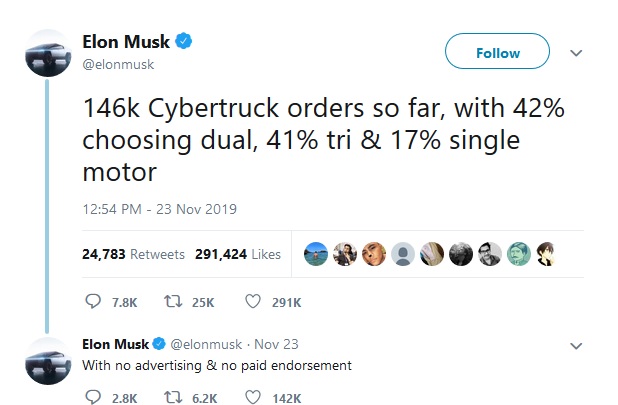 Tesla Cybertruck Elon Musk Tweet