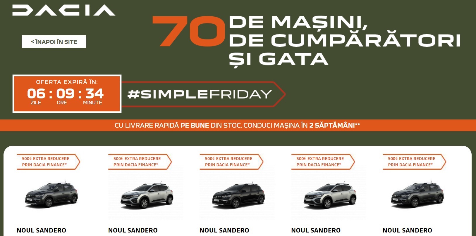 Dacia a lansat „Simple Friday”- 70 de mașini la super ofertă