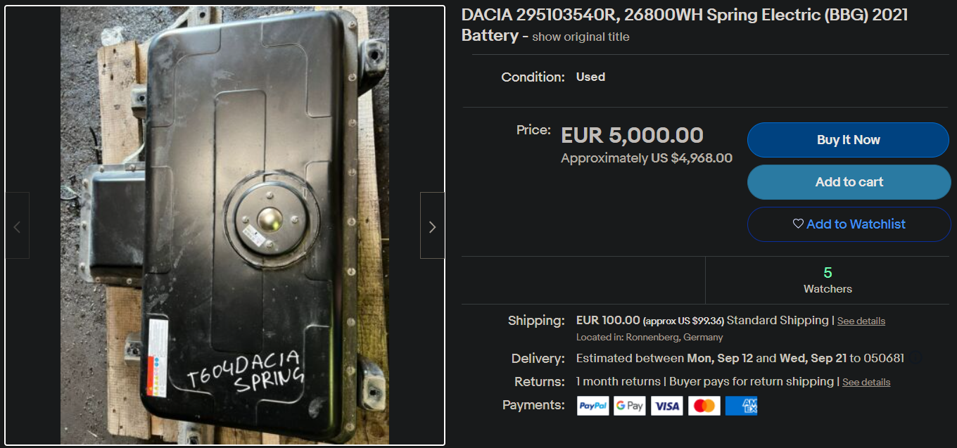 Northwest raid Evenly Cu cât se vinde o baterie de Dacia Spring pe eBay