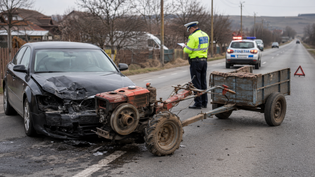 Accident cu motocultor în 2026. Cine plătește daunele, șoferul vinovat ...