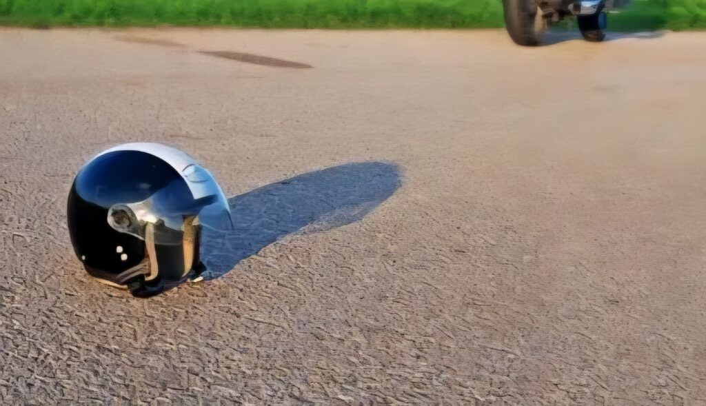 Casca de motociclist pusă pe asfalt nu e semn de salut, ci strigăt de ajutor! Ce mesaj transmite și care sunt obligațiile șoferilor
