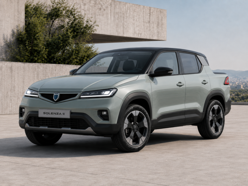 Asa ne-am imaginat ca ar putea arata din semi-profil Dacia Solenza II, in varianta unui SUV electric de oraș