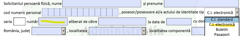 Cei care au Carte Electronică de Identitate trebuie să selecteze în aplicație „C.I. electronică” (Sursa: AFM)