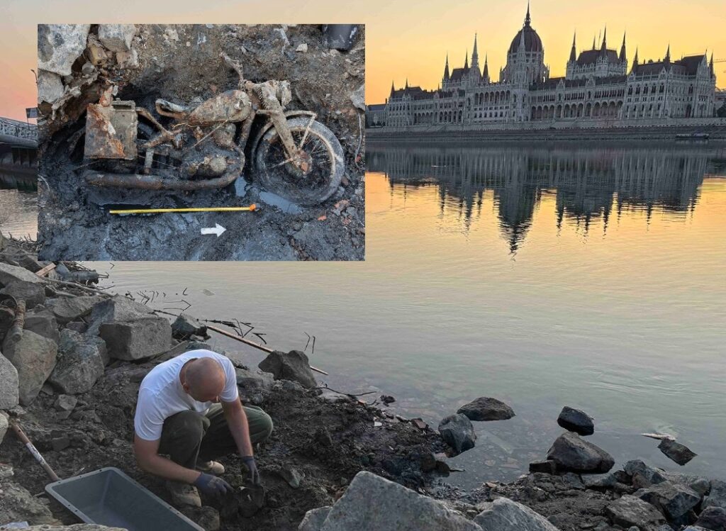 Vestigii din Al Doilea Război Mondial ies la suprafață din Dunăre: o motocicletă DKW, găsită după 80 de ani