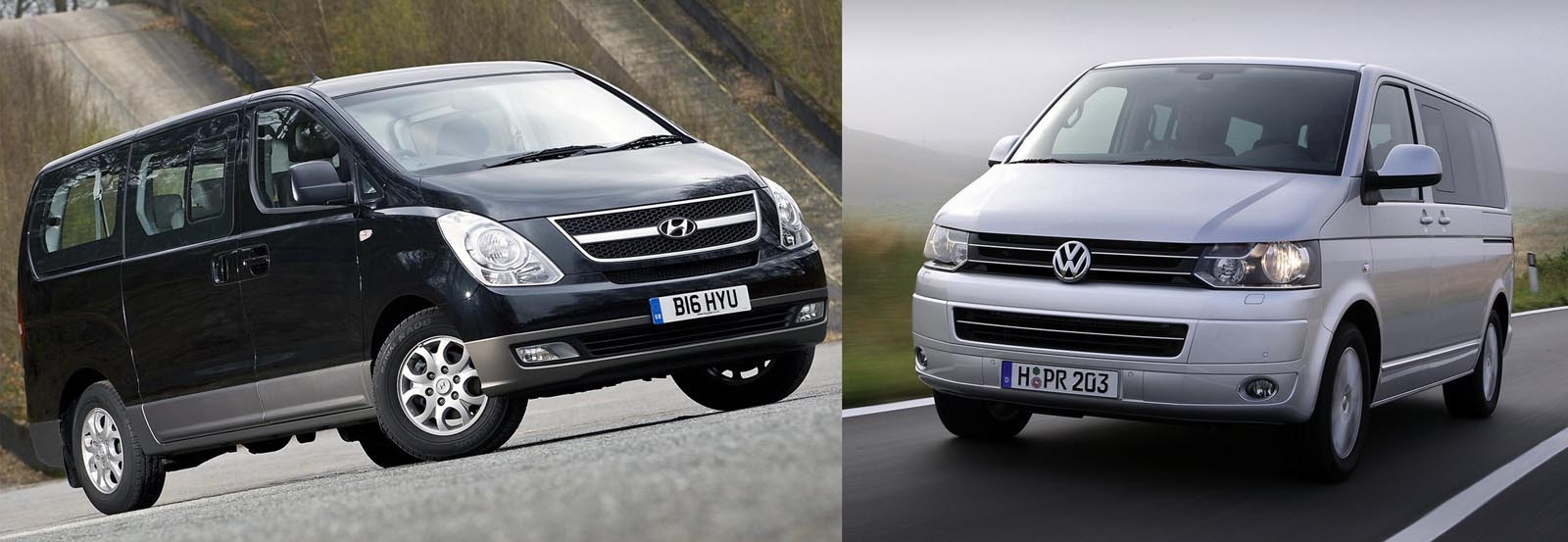 Hyundai H-1 vs. Volkswagen Transporter/Multivan: 1 - 2