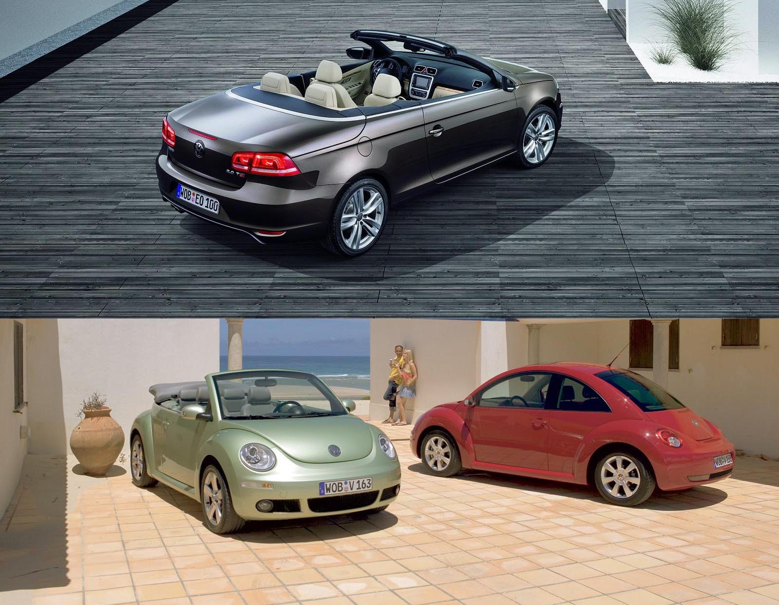 Volkswagen are doua modele decapotabile in gama: Eos - modern, Beetle Convertible - neo-retro