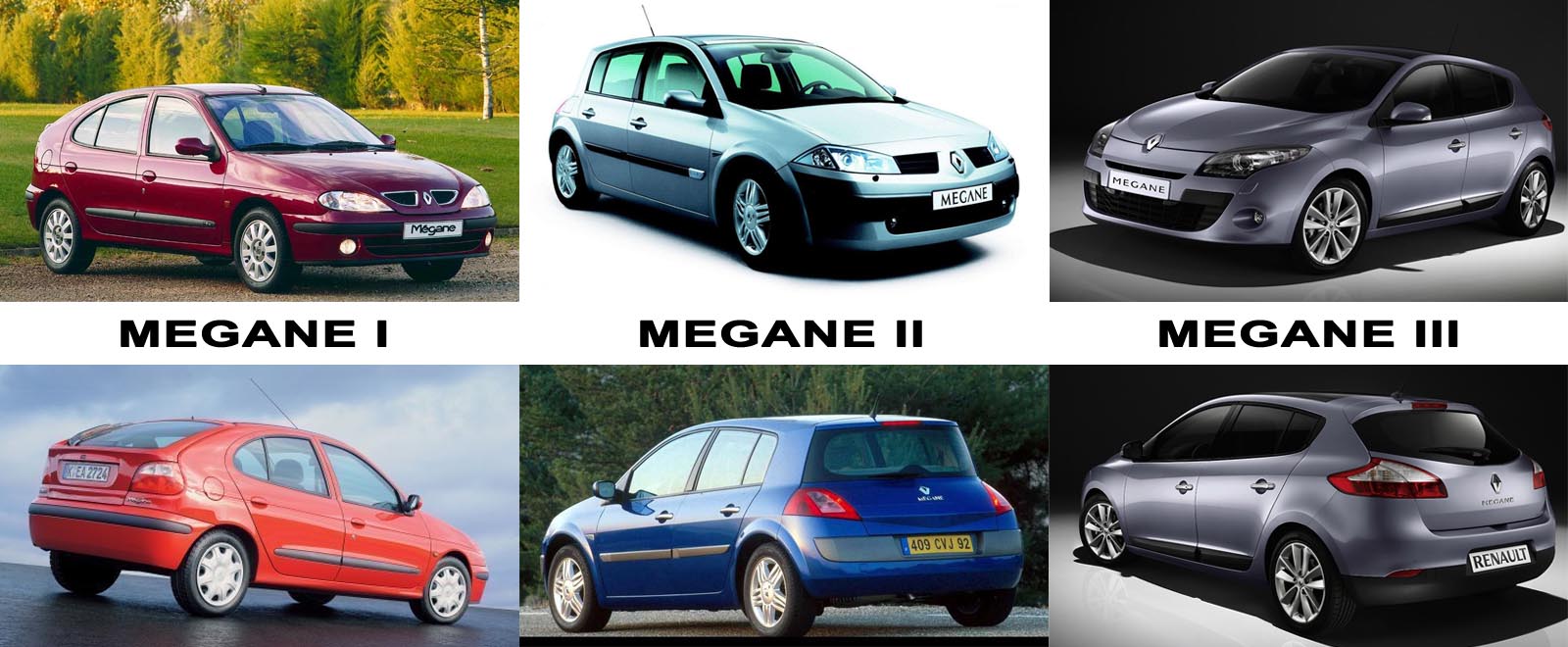 Cele trei generatii Renault Megane, foarte diferite ca design