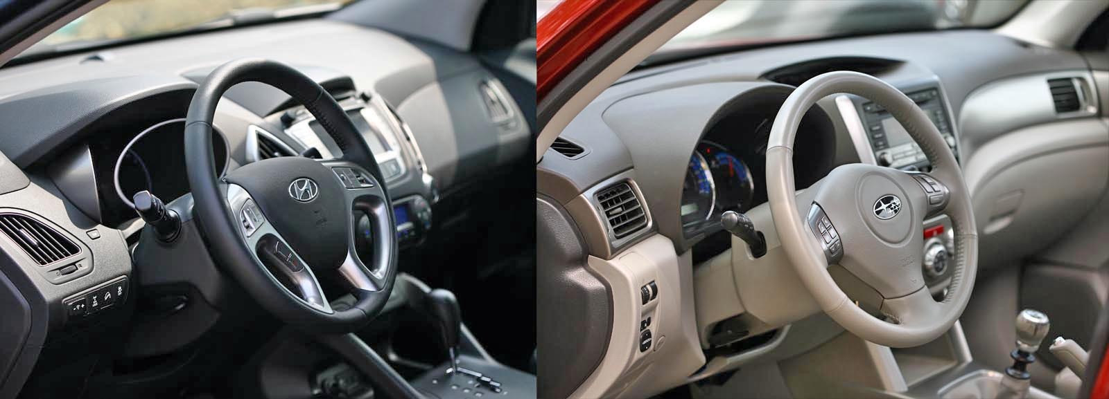 Nivelul calitatii este ceva mai bun in Hyundai ix35, dar Forester are o ergonomie mai evoluata