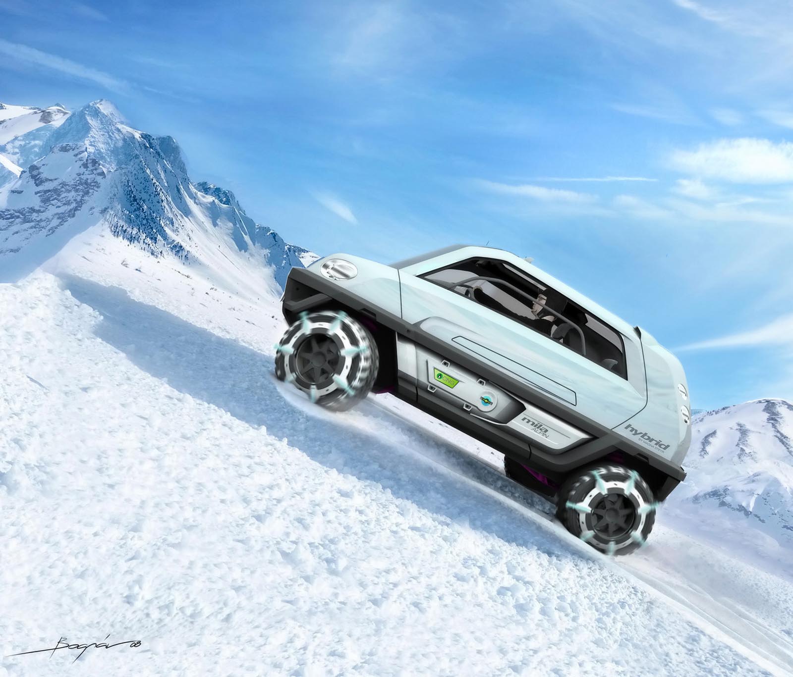 Magna Steyr MILA Alpin Concept - urca pante de 45 grade