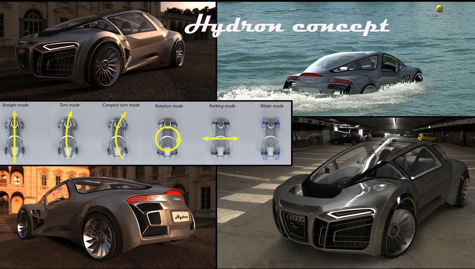 Audi Hydron are rotile puse in miscare de patru motoare electrice si multe moduri de virare