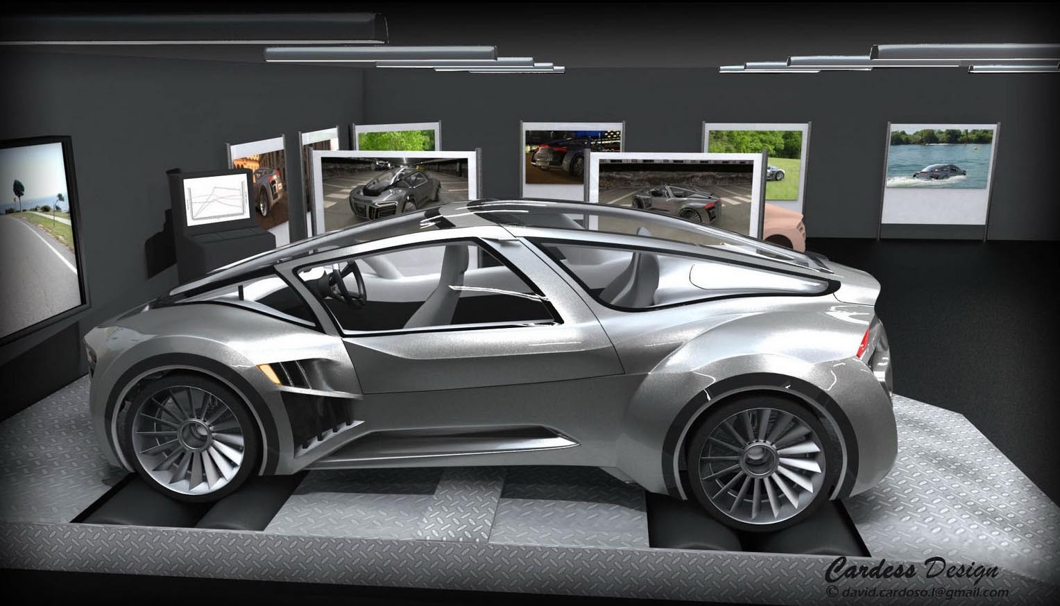 Audi Hydron are o configuratie cu 3 locuri si un design atat aerodinamic, dar si hidrodinamic