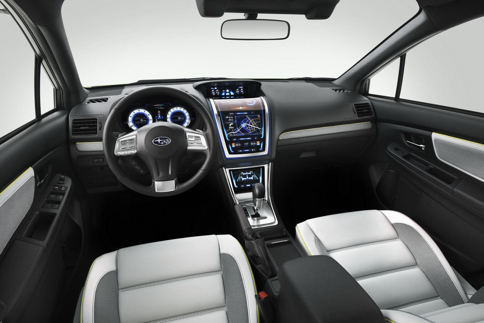 Interiorul lui Subaru XV Concept este dominat de displayurile de pe consola centrala
