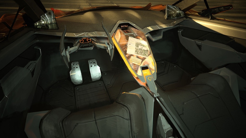 Interiorul lui Flake Concept Car este simplist, dar si agresiv, cu scaune care te insfaca